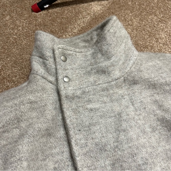 Wool Coat Alafoss of Iceland Icewool Gray Funnel Neck Mid Length Vtg Size Large - Picture 10 of 16